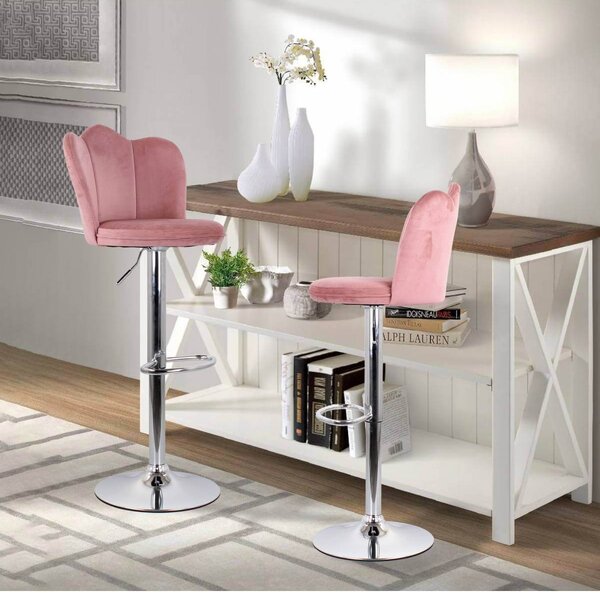 Set 2 Sgabelli 38x38x60/80 cm in Velluto Base Cromata Cipria
