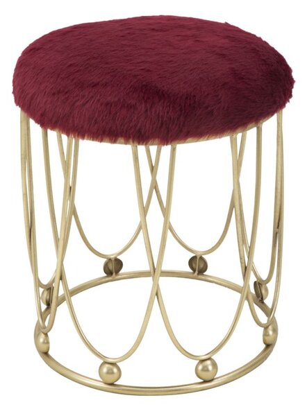 Sgabello Amelie Bordeaux Ø40,5x46,5 cm in Ferro e Spugna e Poliestere Bordeaux e Oro