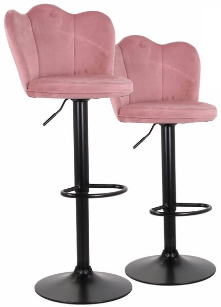 Set 2 Sgabelli 38x38x60/80 cm in Velluto Base Nera Cipria