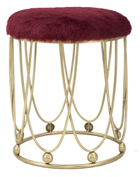 Sgabello Amelie Bordeaux Ø40,5x46,5 cm in Ferro e Spugna e Poliestere Bordeaux e Oro