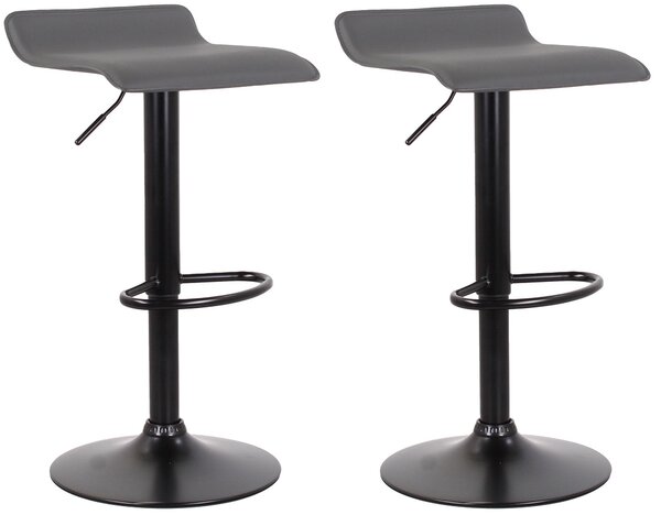 Set 2 Sgabelli 38x40x54/74 cm in Ecopelle con Base Nera Grigio