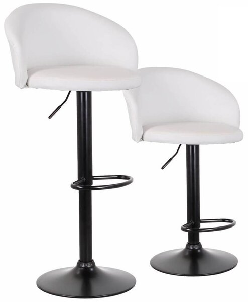 Set 2 Sgabelli 51x44x60/80 cm in Similpelle Base Nera Bianco