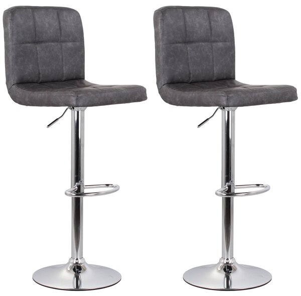 Set 2 Sgabelli 44x38x63/82 cm in Ecopelle con Base Cromata Grigio
