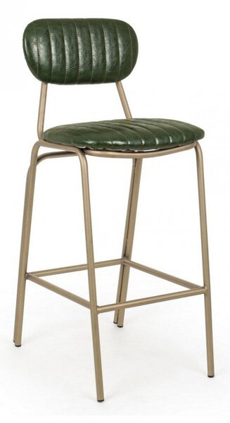 Sgabello Bar Addy Verde Scuro Imbottito in Similpelle