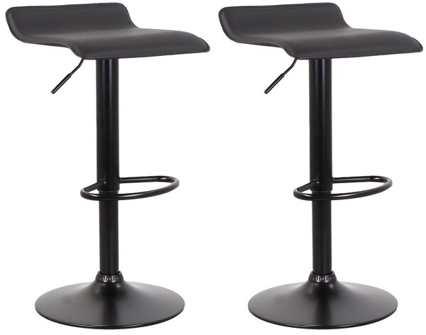 Set 2 Sgabelli 38x40x54/74 cm in Ecopelle con Base Nera Nero