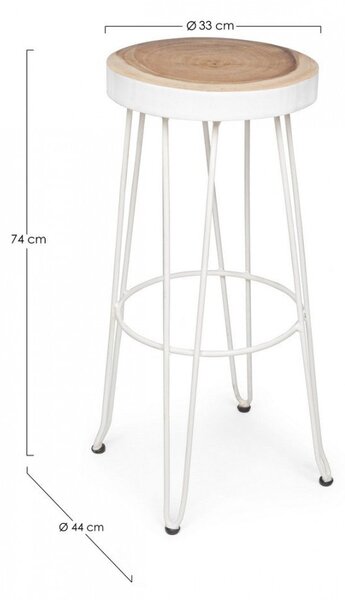 Sgabello Bar Rakel Bianco in Legno