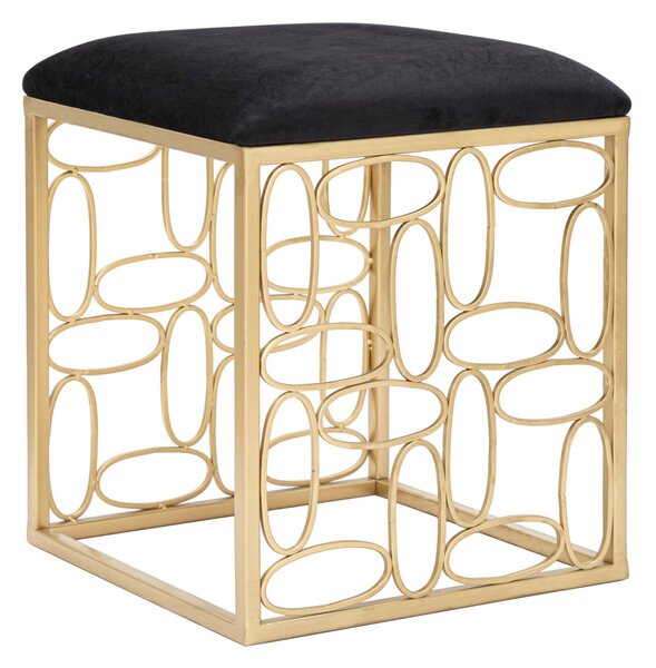 Sgabello Bubbles 38x38x46 cm in Ferro e Spugna e Tessuto Oro e Nero