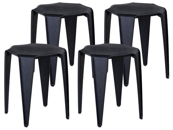 Set 4 Sgabelli 35x35 cm in Polipropilene Nero