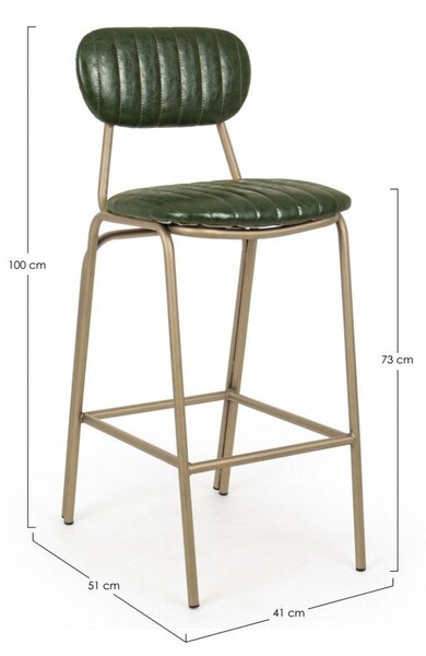 Sgabello Bar Addy Verde Scuro Imbottito in Similpelle