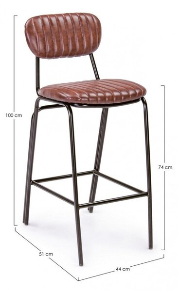 Sgabello Bar Debbie Arancio Sc Vintage Imbottito in Similpelle