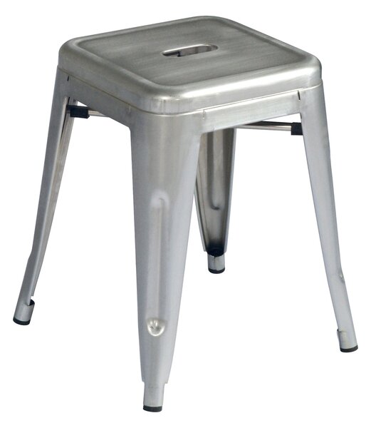 Set 4 Sgabelli Impilabili 39x39x46 cm in Lamiera Galvanizzata Silver