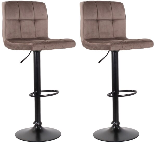 Set 2 Sgabelli 44x38x63/82 cm in Velluto con Base Nera Grigio
