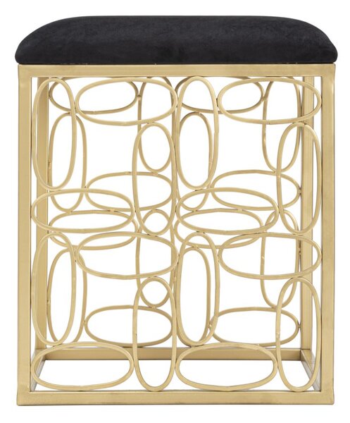 Sgabello Bubbles 38x38x46 cm in Ferro e Spugna e Tessuto Oro e Nero