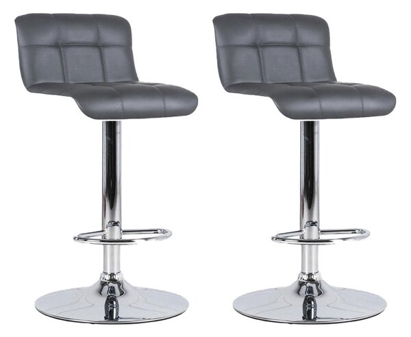 Set 2 Sgabelli Bar 36x38,5xH83/98 cm in Similpelle Kurt Grigio Scuro