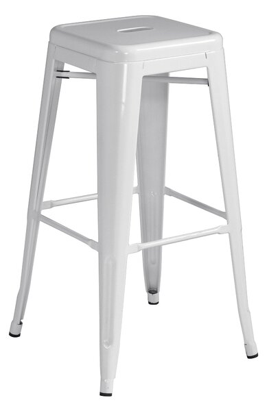 Set 4 Sgabelli Impilabili 44x44x77 cm in Lamiera Galvanizzata Avorio