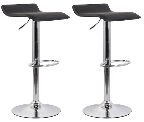 Set 2 Sgabelli 38x40x54/74 cm in Ecopelle con Base Cromata Nero