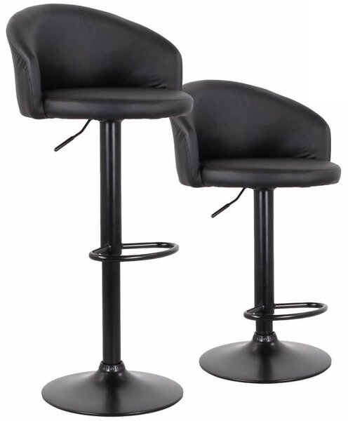 Set 2 Sgabelli 51x44x60/80 cm in Similpelle Base Nera Nero