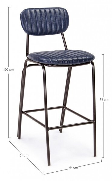 Sgabello Bar Debbie Blu Vintage Imbottito in Similpelle