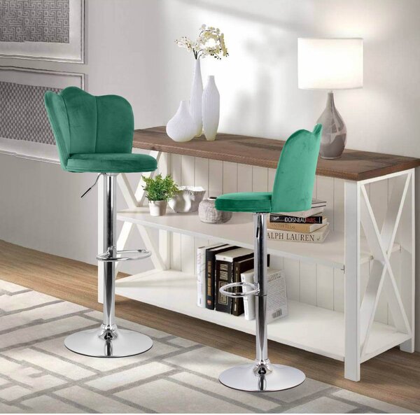 Set 2 Sgabelli 38x38x60/80 cm in Velluto Base Cromata Ottanio