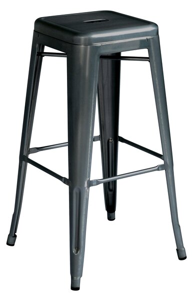 Set 4 Sgabelli Impilabili 44x44x77 cm in Lamiera Galvanizzata Piombo