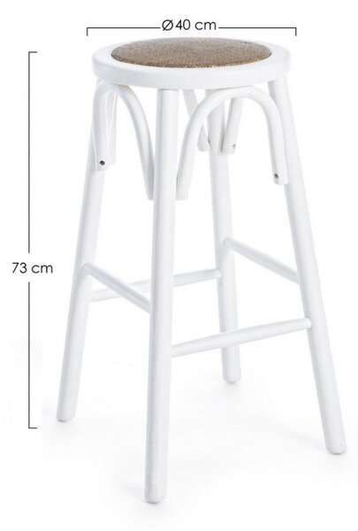 Sgabello Bar Circle Bianco in Legno