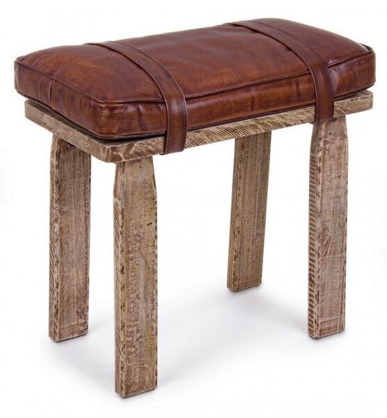 Sgabello Charleston Rettangolare in Pelle