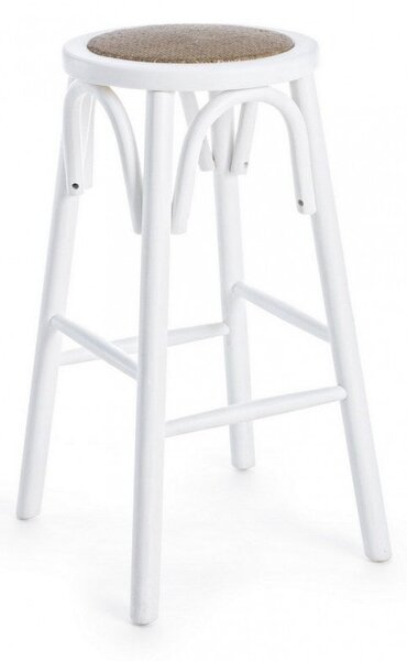 Sgabello Bar Circle Bianco in Legno