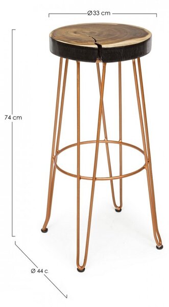 Sgabello Bar Rakel Rame in Legno