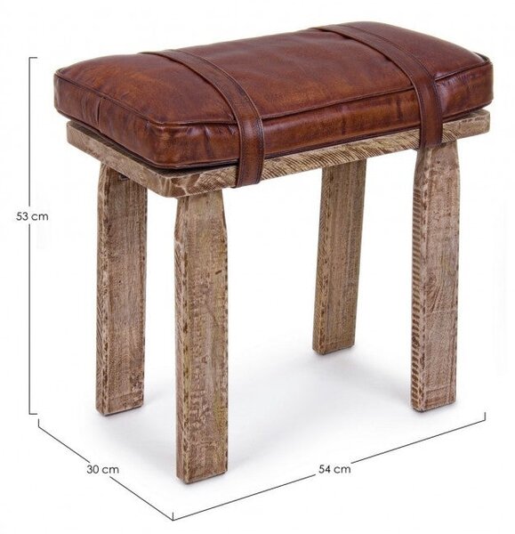 Sgabello Charleston Rettangolare in Pelle