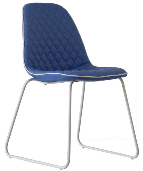 Sedia Imbottita 45,5x55x83 cm in Similpelle Trapuntato Brenda Blu