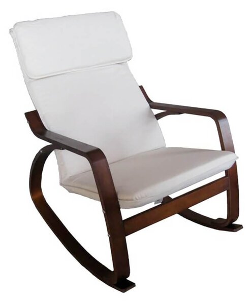 Sedia a Dondolo in Tessuto e Legno con Cuscino 67x95xH90cm Naturale