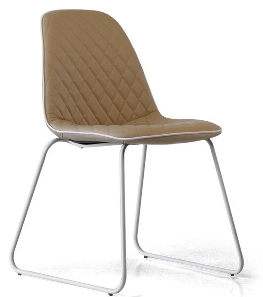 Sedia Imbottita 45,5x55x83 cm in Similpelle Trapuntato Brenda Tortora