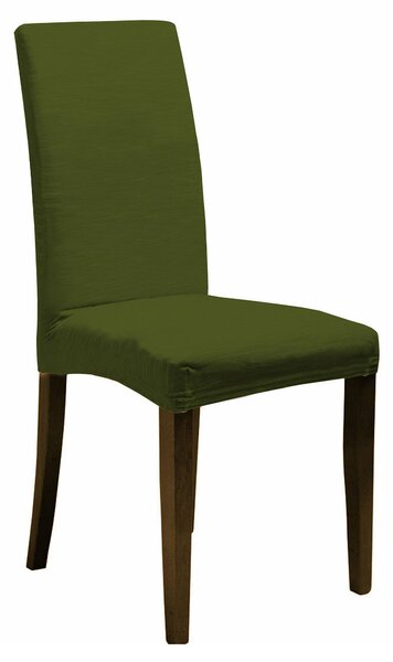 Set 2 Coprisedie con Schienale Elasticizzati in Poliestere Verde Scuro
