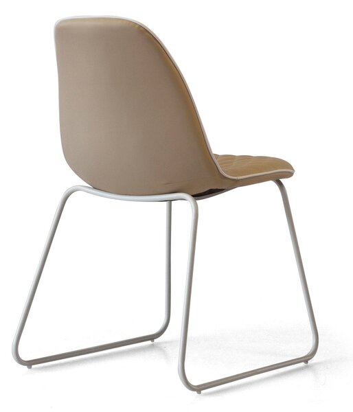 Sedia Imbottita 45,5x55x83 cm in Similpelle Trapuntato Brenda Tortora