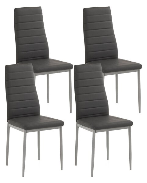 Set 4 Sedie 41x39x95 cm in Similpelle Grigio