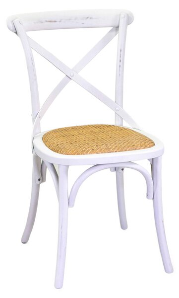 Sedia in Legno 51x55H46,5/89cm Cross Bianco Antico