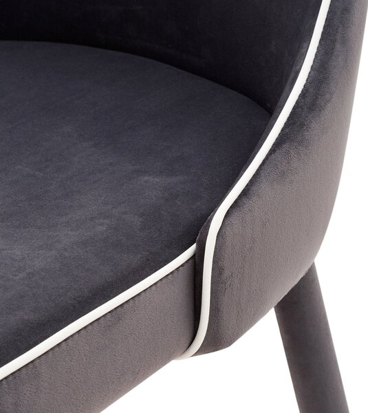 Sedia Imbottita 47x57x88 cm in Tessuto Vellutato New Plana Plus Cenere