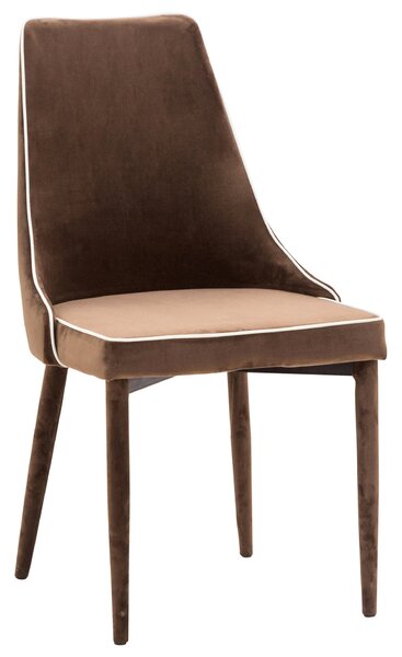 Sedia Imbottita 47x57x88 cm in Tessuto Vellutato New Plana Plus Cappuccino