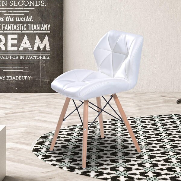 Sedia Moderna Design Imbottita in Similpelle Bianco 42x48x69 cm