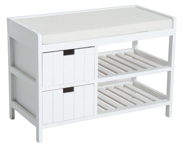 Panca Contenitore da Ingresso in Legno Bianco 69x34x48 cm