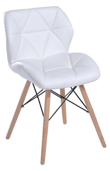 Sedia Moderna Design Imbottita in Similpelle Bianco 42x48x69 cm