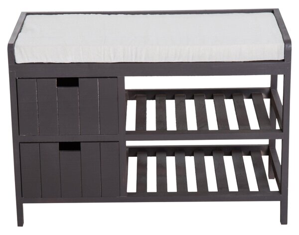 Panca Contenitore da Ingresso con Cassetti e Ripiani in Legno Grigio 69x34x48 cm