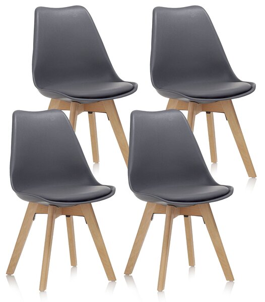 Set 4 Sedie 48,5x47x81,5 cm in Similpelle Grigio