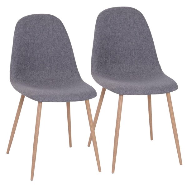 Set 2 Sedie da Pranzo Design Moderno in Lino con Gambe in Metallo Grigio