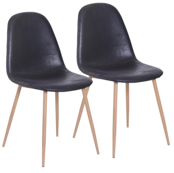 Set 2 Sedie da Pranzo Design Moderno in Lino con Gambe in Metallo Nero