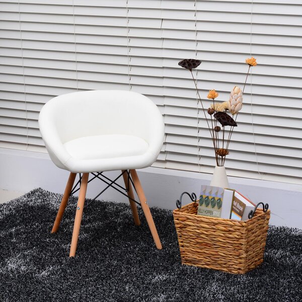 Sedia Imbottita in Similpelle e Legno Bianco 52x45.5x64 cm