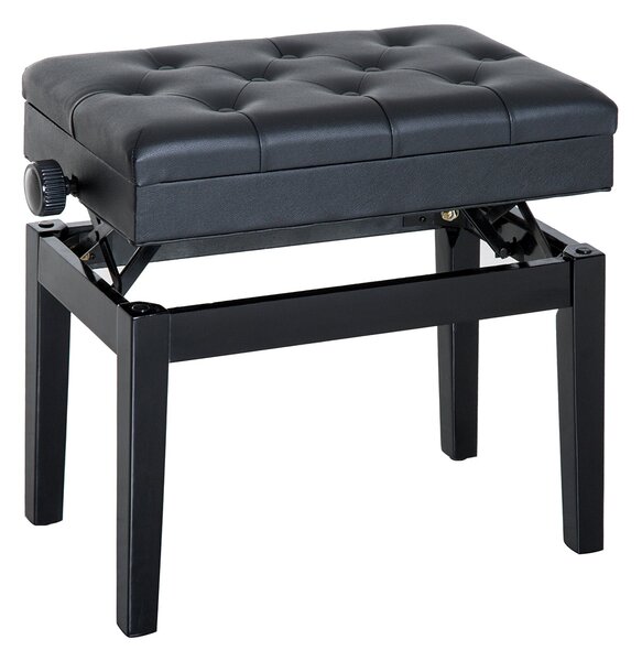 Panca Sgabello per Pianoforte con vano portaoggetti altezza regolabile 54.5x33x48-58 cm Nero