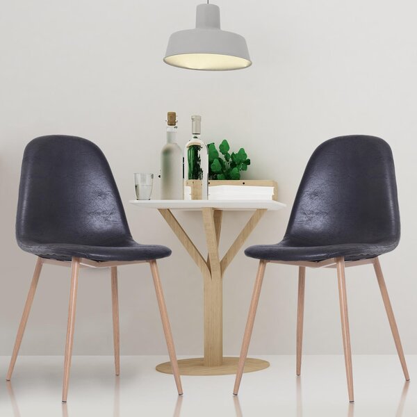 Set 2 Sedie da Pranzo Design Moderno in Lino con Gambe in Metallo Nero