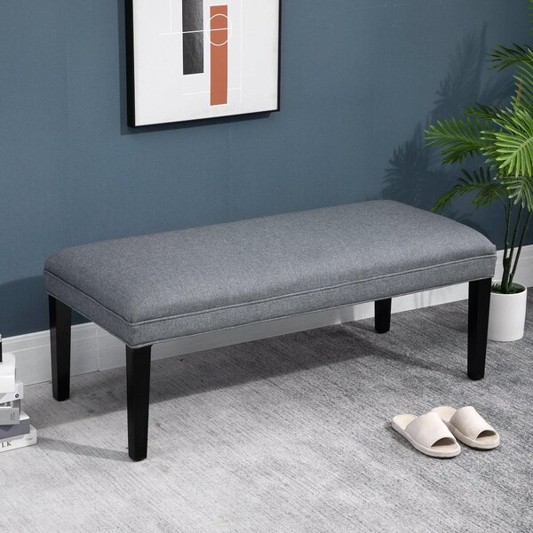 Panca Imbottita in Tessuto Lino 120x53x46 cm Grigia