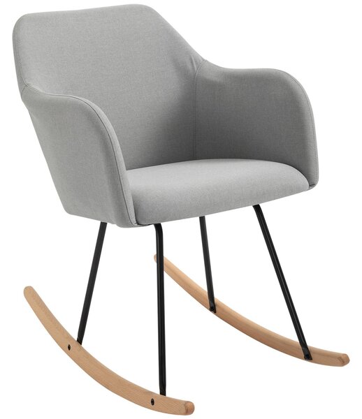 Sedia a Dondolo in Metallo e Tessuto Lino 46x69x80 cm Grigio Chiaro